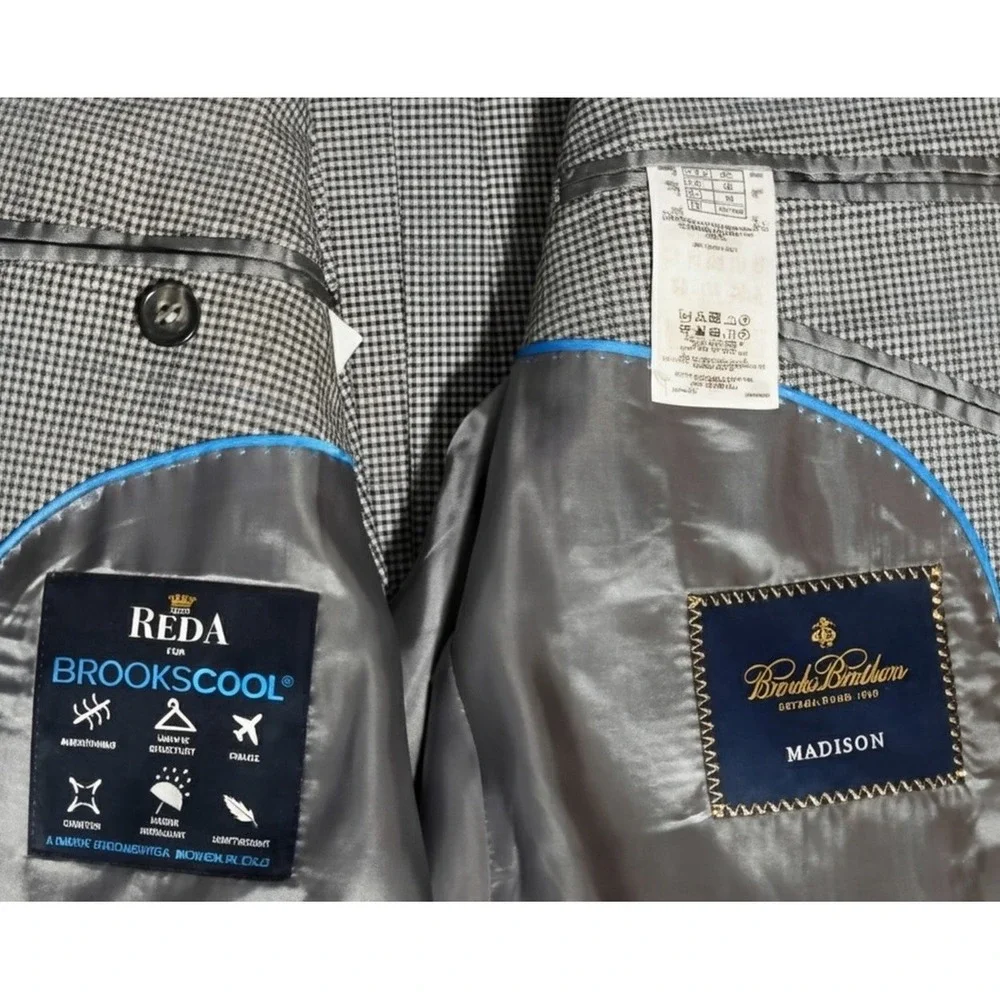 Brooks Brothers Madison Blazer Mens 42L BrooksCool Reda Glen Check Windowpane
